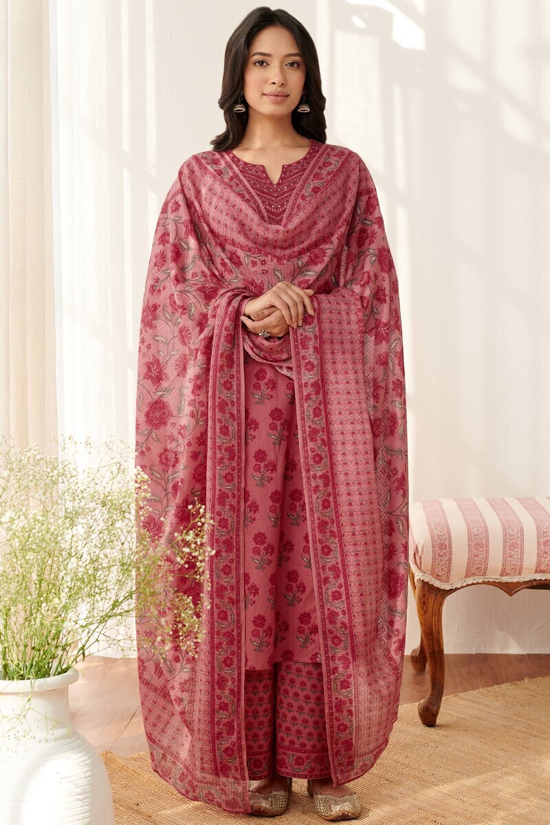 Pink Printed Kota Dupatta