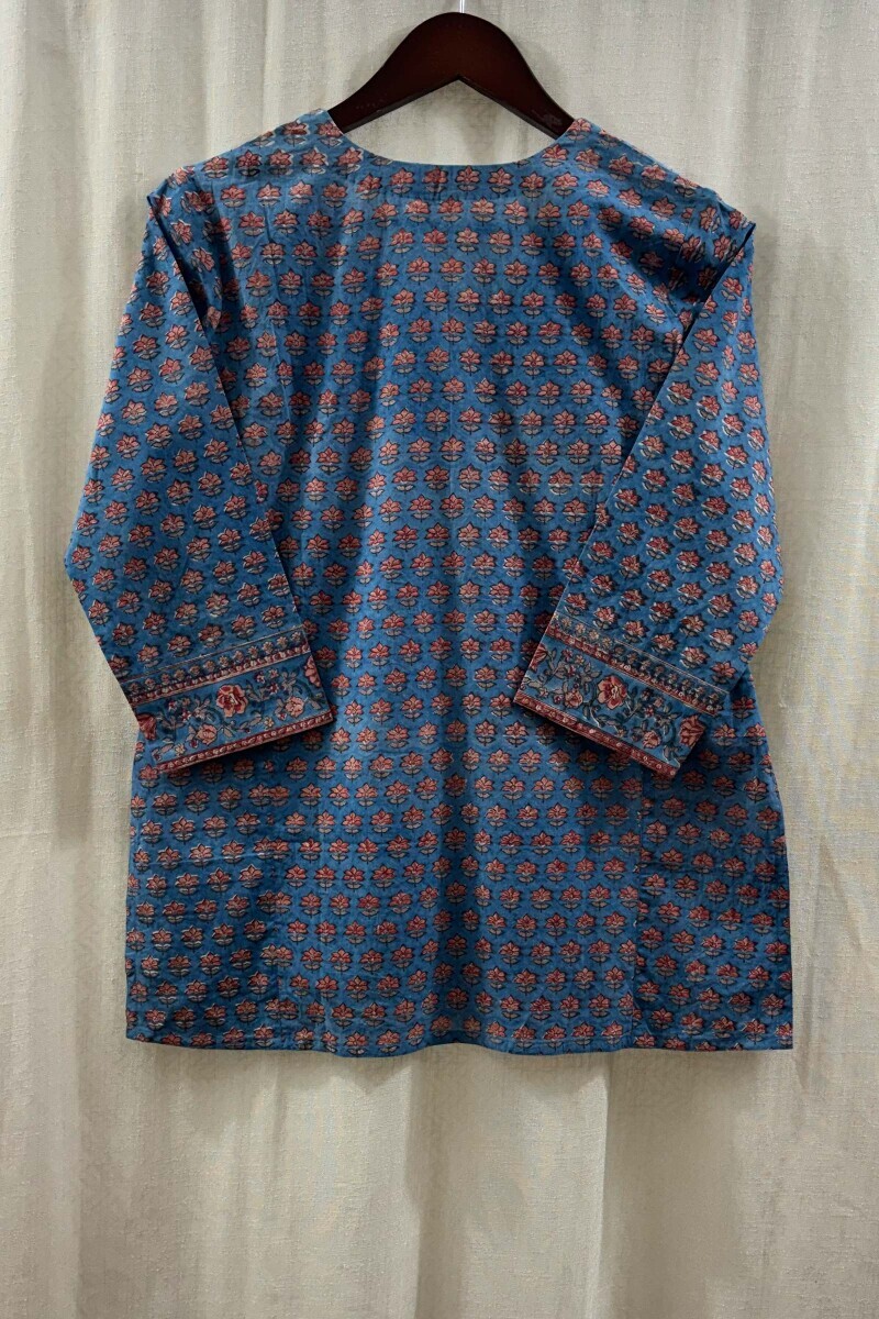 Blue Hand Block-Printed Top