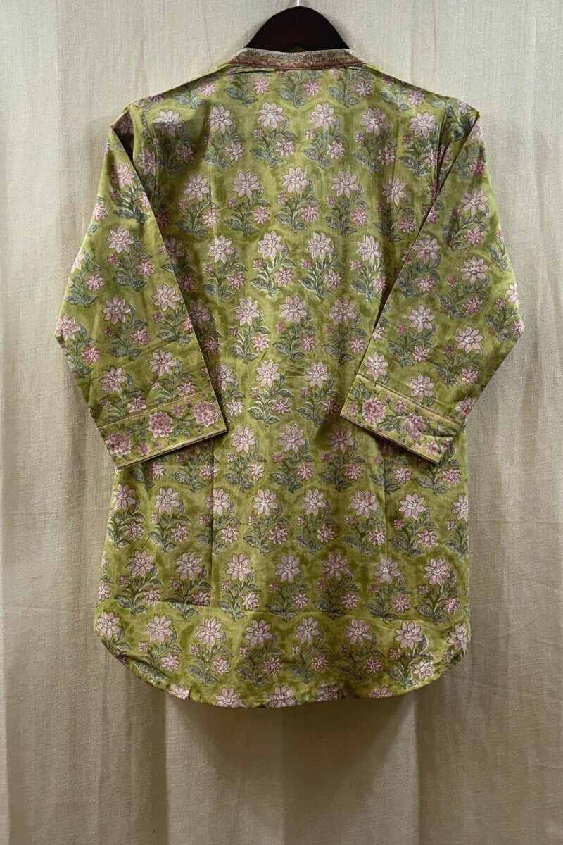 Green Hand Block-Printed
