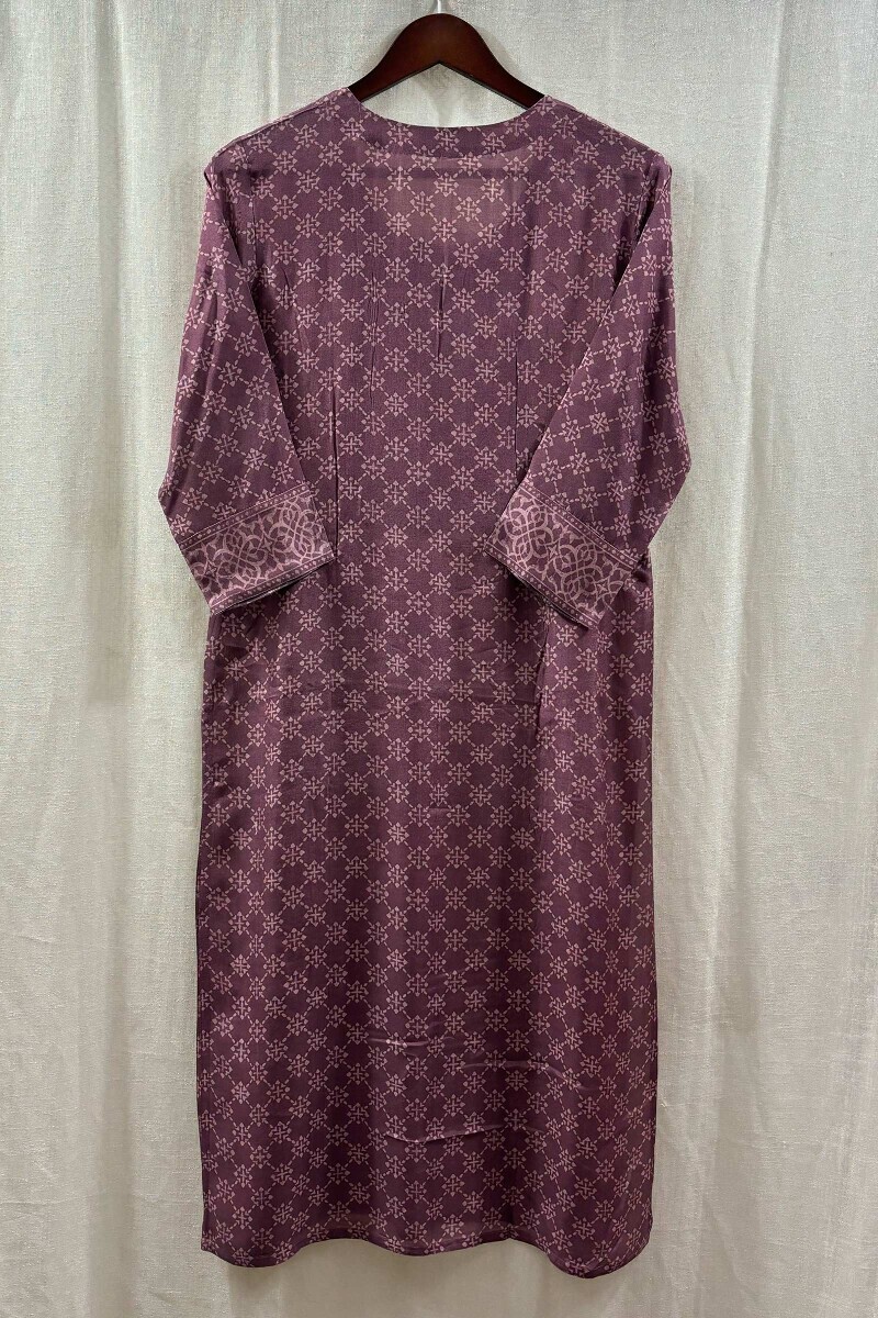 Purple Printed Straight Viscose Kurta