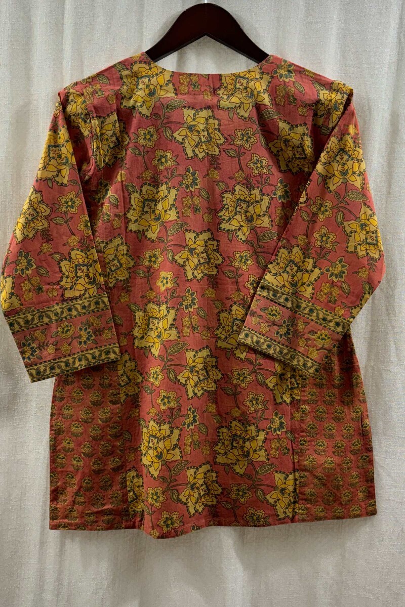 Peach Hand Block-Printed Top