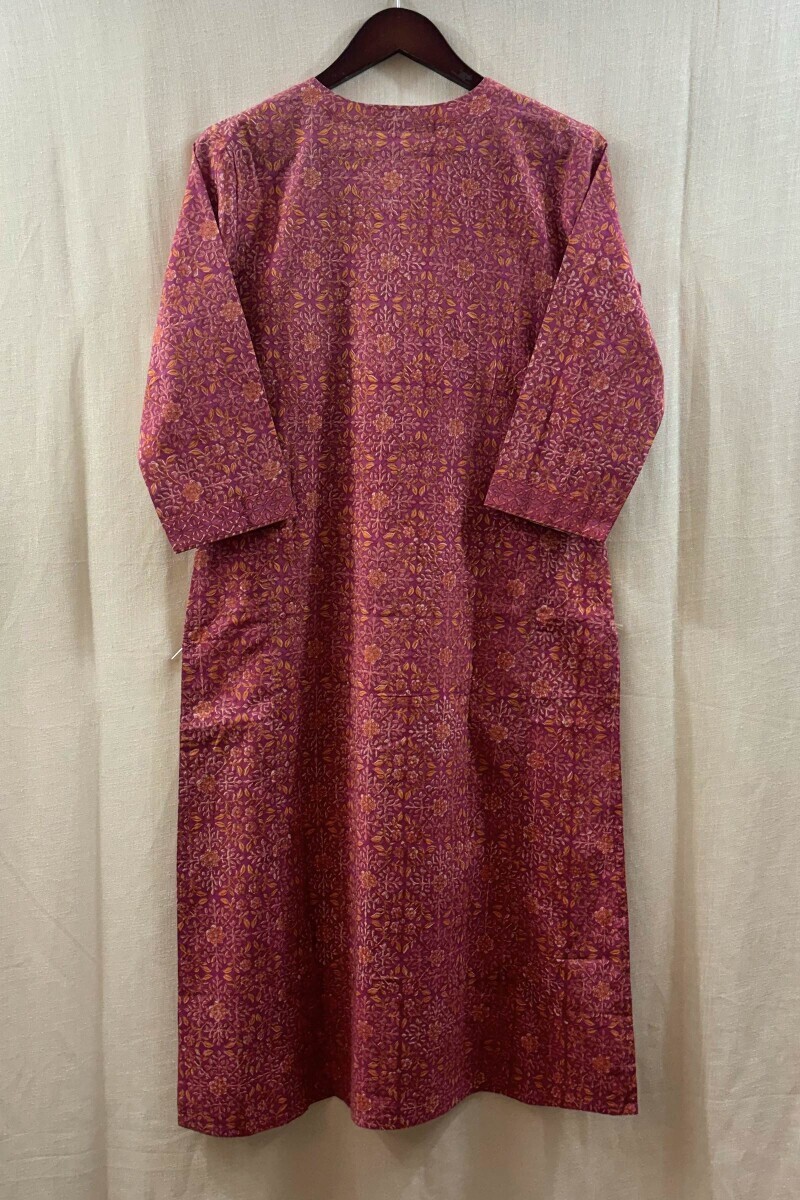 Purple Hand Block-Printed Kurta