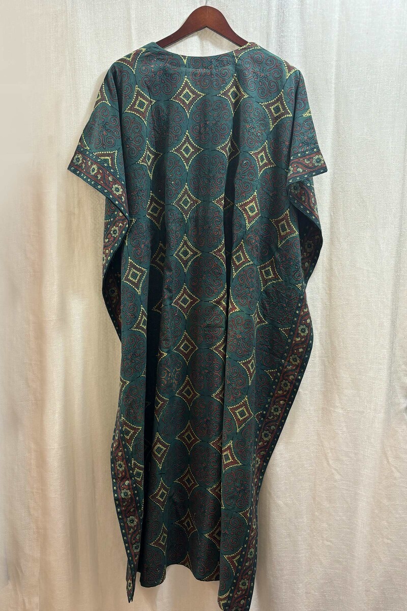 Green Hand Block-Printed Kaftan