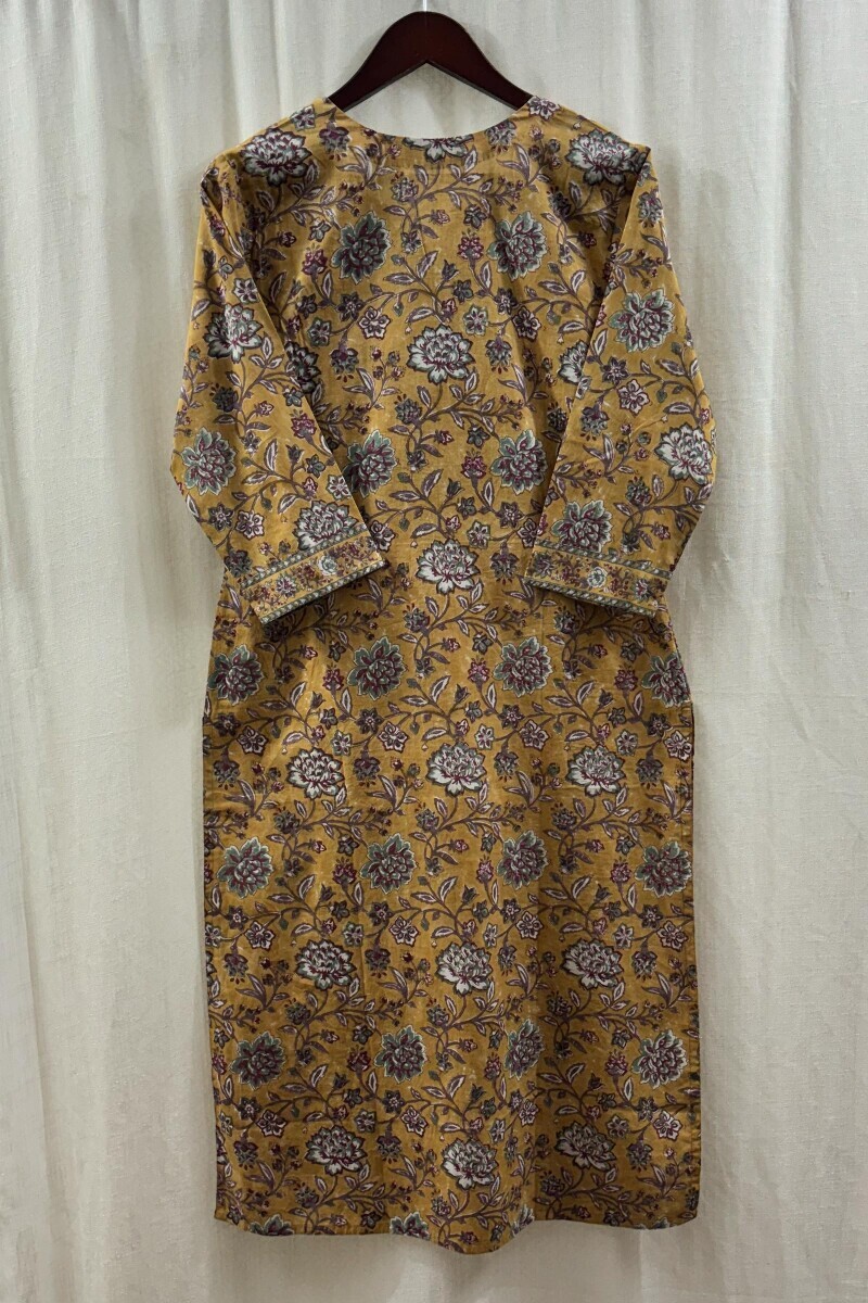 Mustard Hand Block-Printed