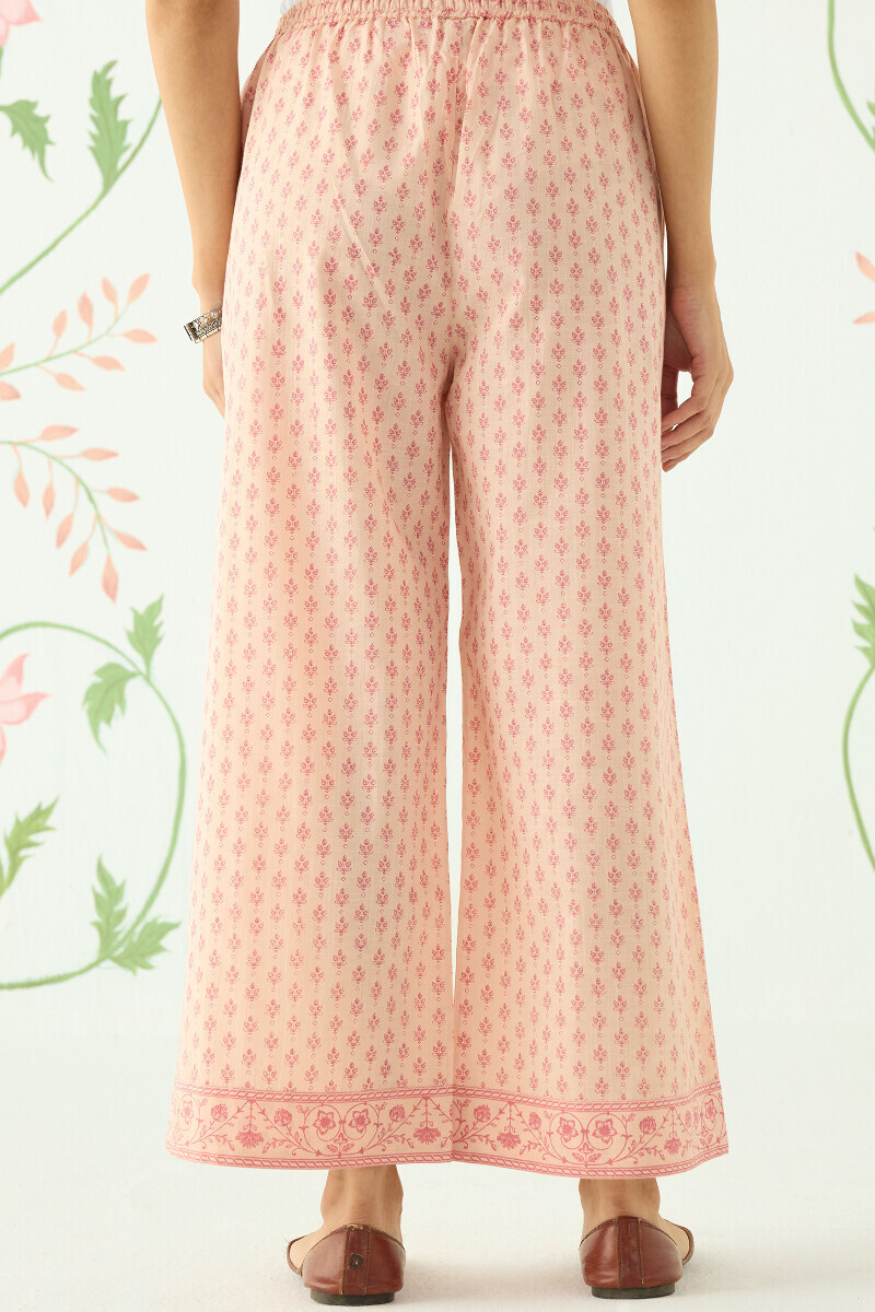 Pink Hand Printed Cotton Slub Farsi
