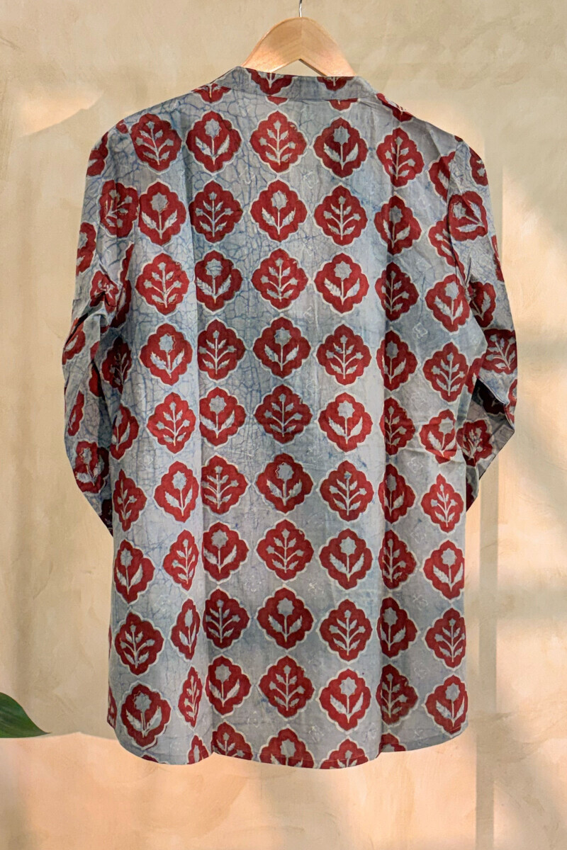 Purple Hand Block-Printed Cotton Top