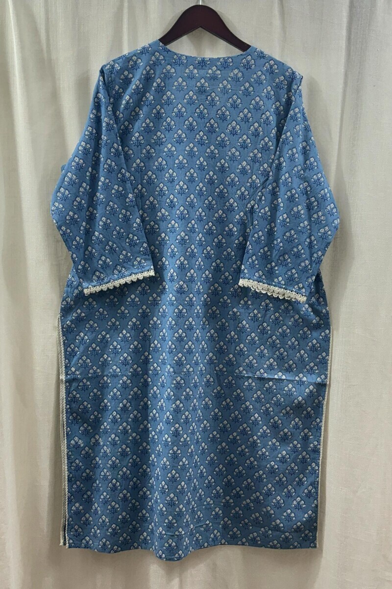 Blue Hand Block-Printed Kurta