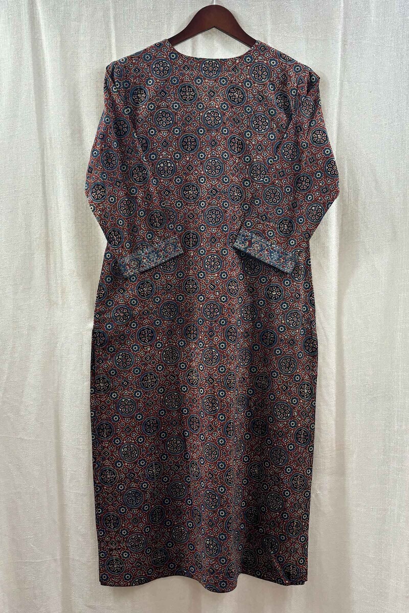 Ajrak Hand Block-Printed Straight Cotton Kurta