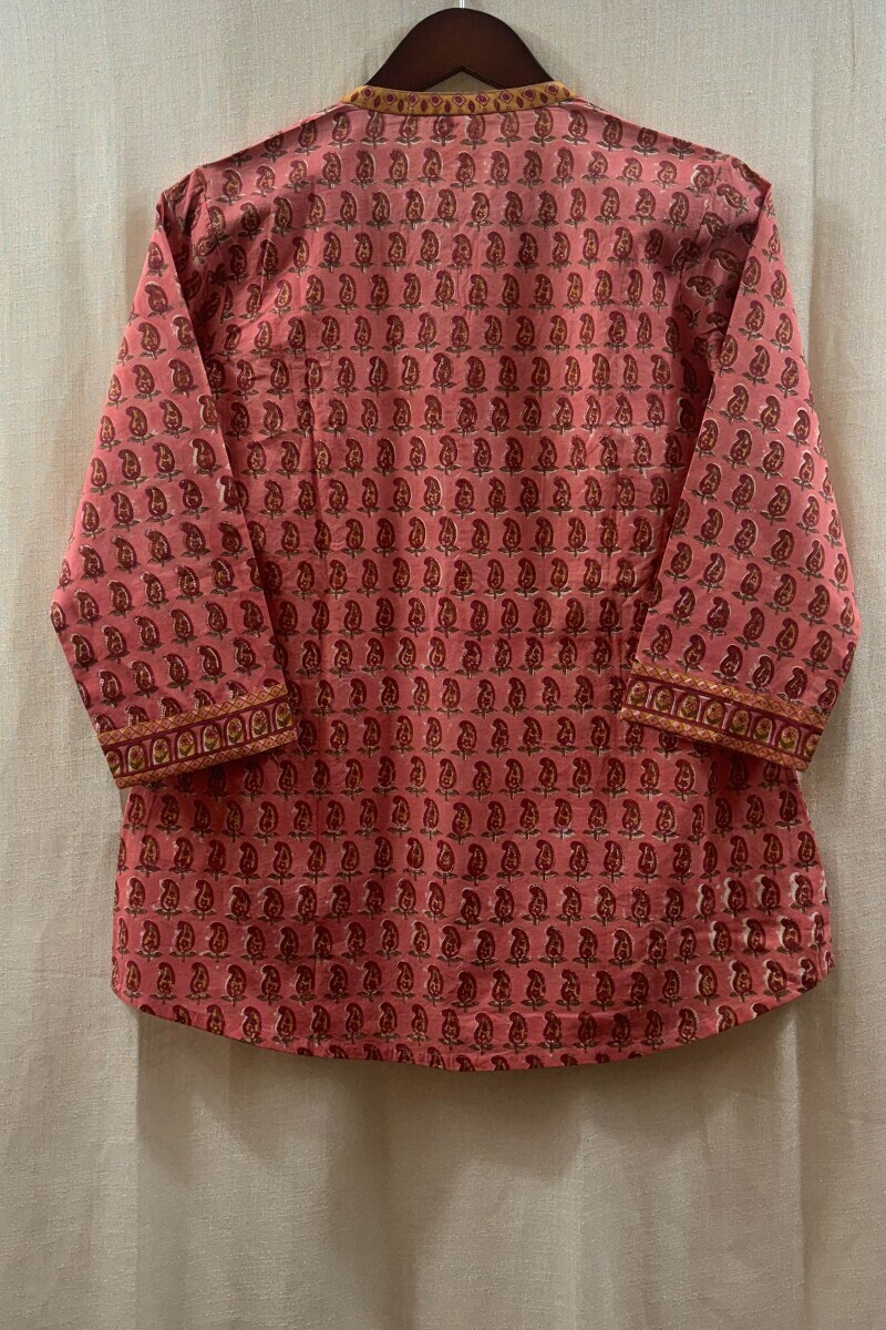 Pink Hand Block-Printed Cotton Top