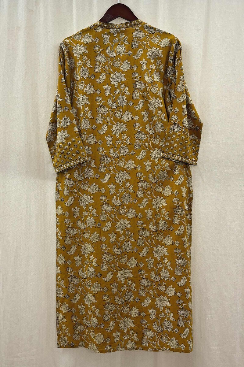 Mustard Hand Block-Printed Kurta