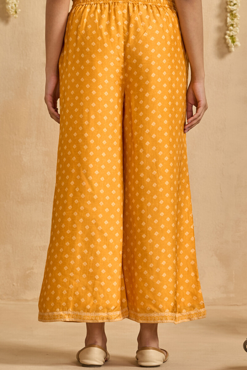 Yellow Printed Dola Silk Palazzo