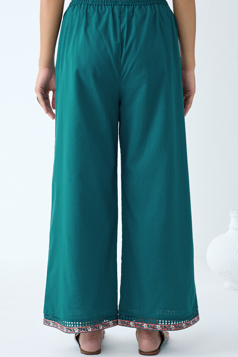 Green Handcrafted Cotton Farsi Pants