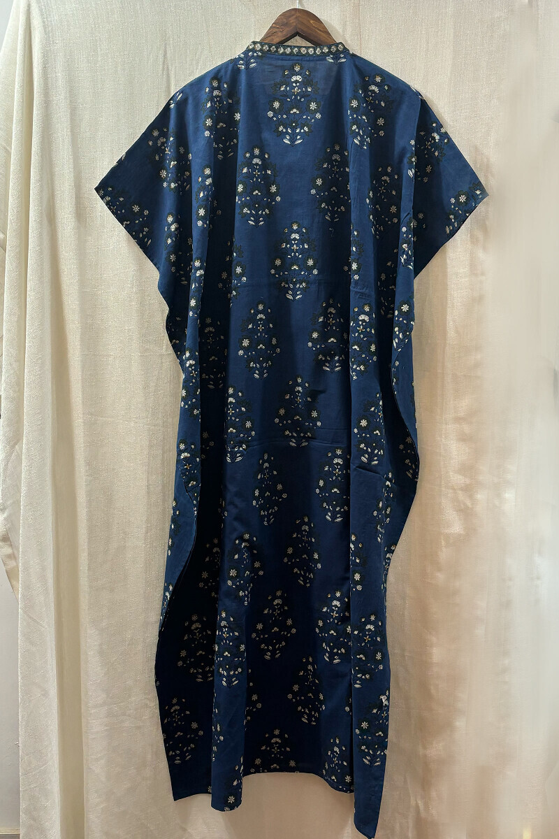 Blue Hand Block-Printed Kaftan