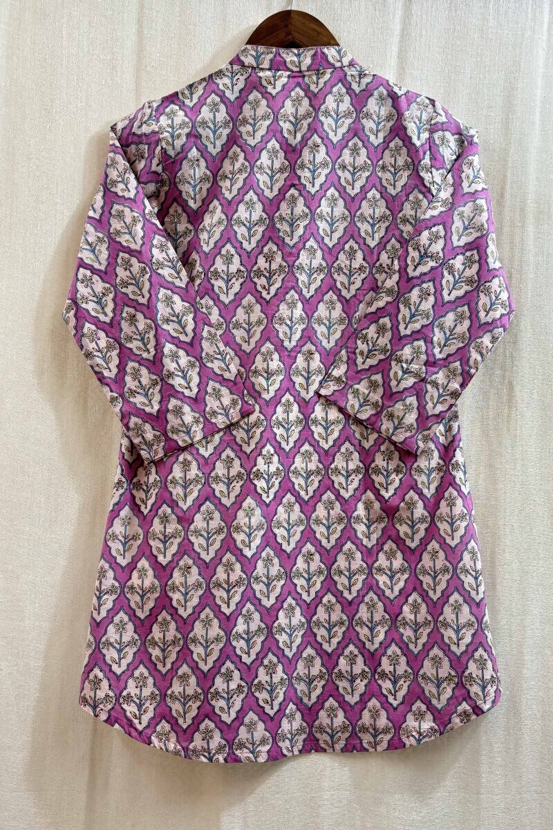 Purple Hand Block-Printed Cotton Top