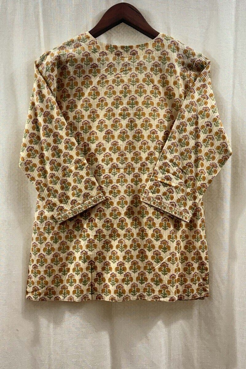 Beige Straight Sanganeri Kurta