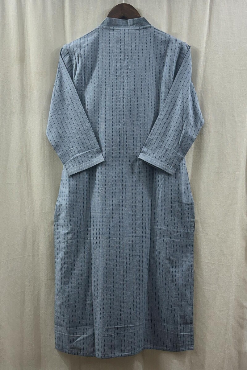 Blue Handcrafted Straight Handloom Cotton Kurta