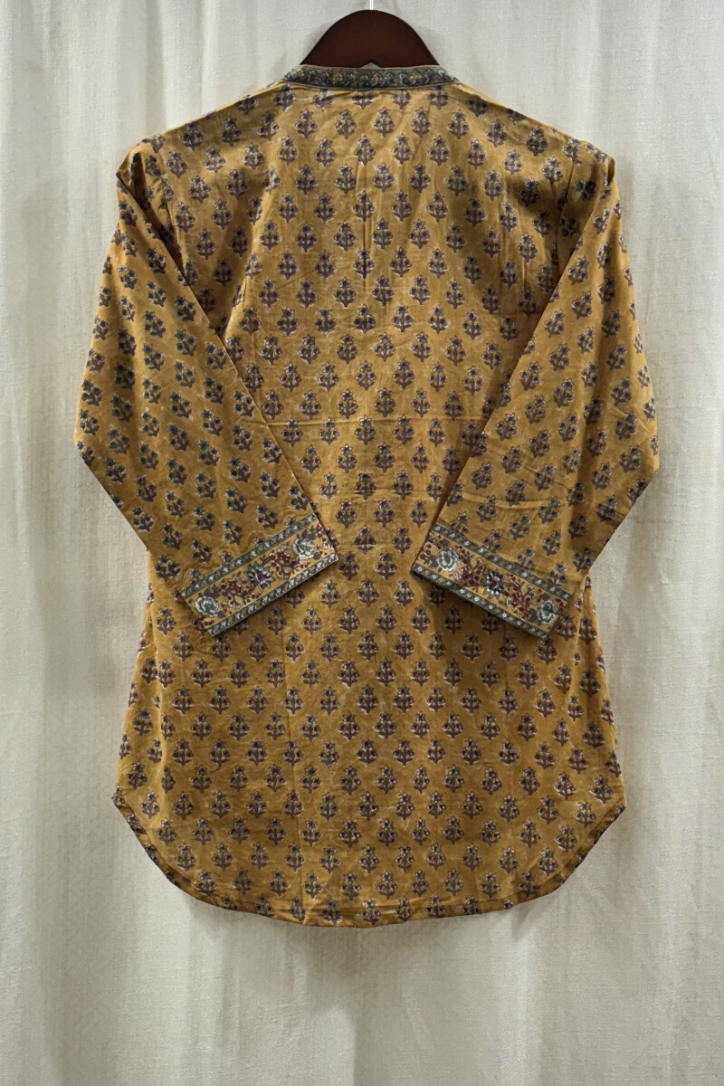 Mustard Hand Block-Printed Kurta