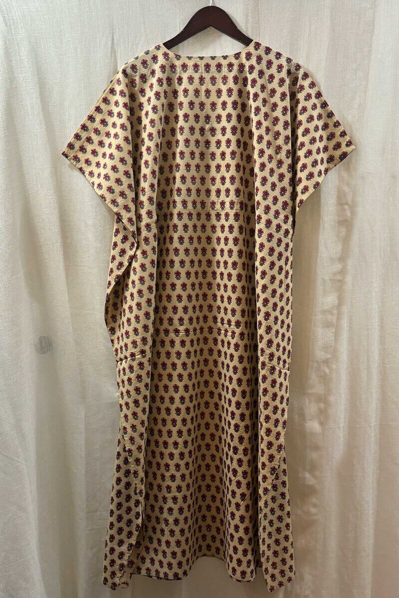 Yellow Hand Block-Printed Kaftan