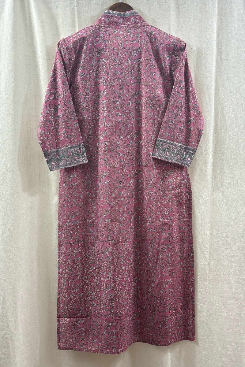 Pink Hand Block-Printed Kurta