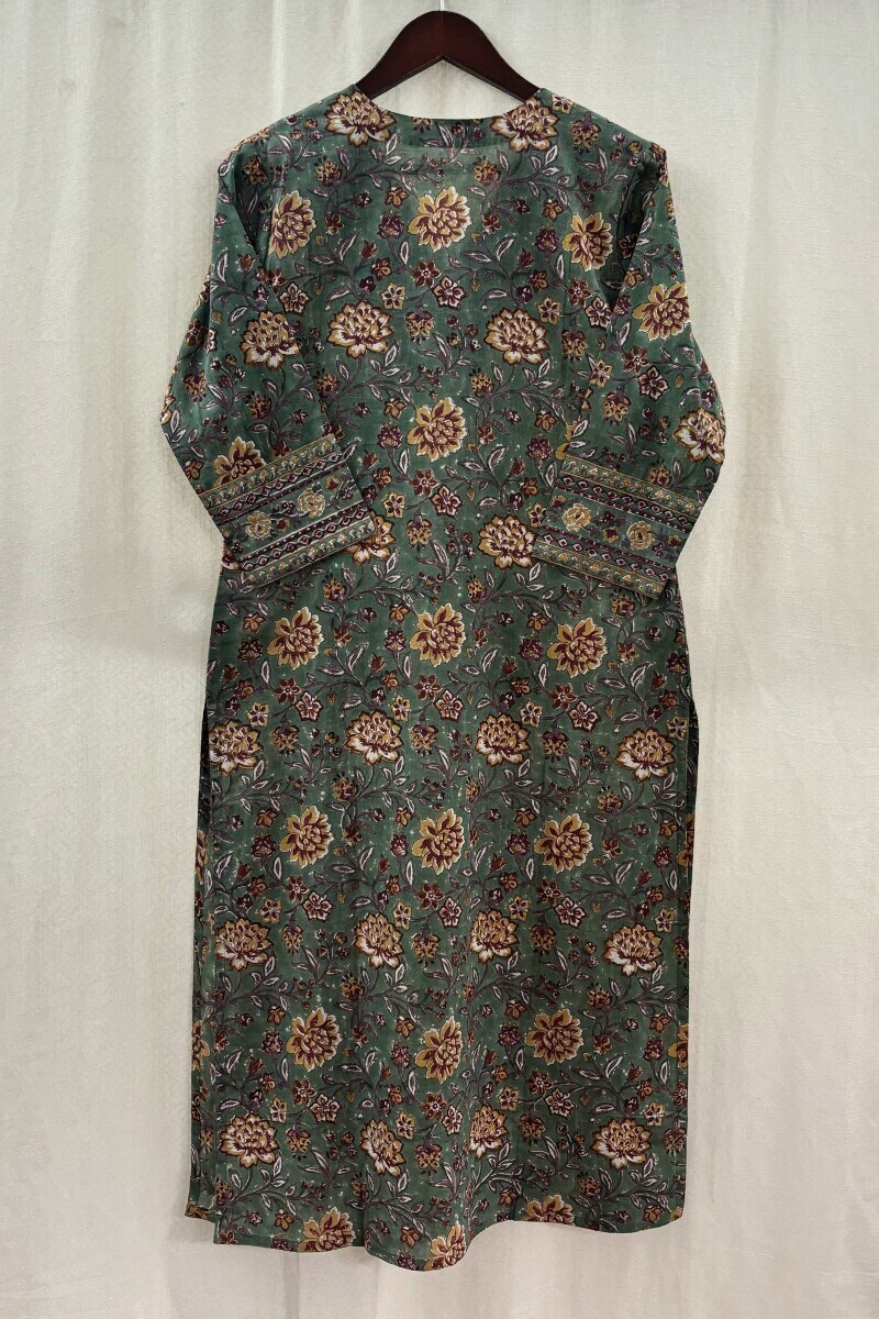 Green Hand Block-Printed