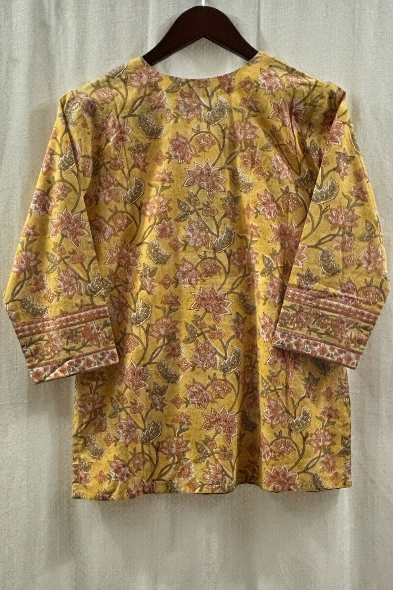 Yellow Hand Block-Printed Top