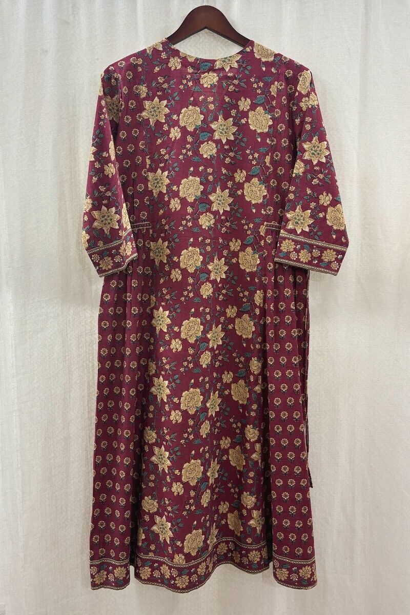 Red Hand Screen-Printed Kurta