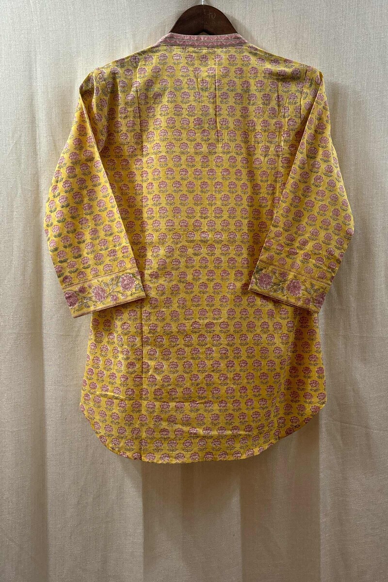 Yellow Hand Block-Printed Top