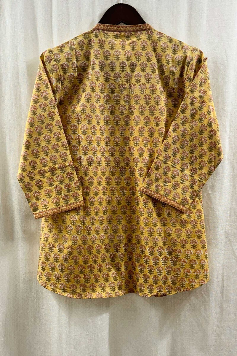 Yellow Hand Block-Printed Top