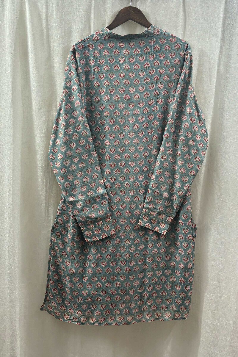 Blue Hand Block-Printed Modal Kurta