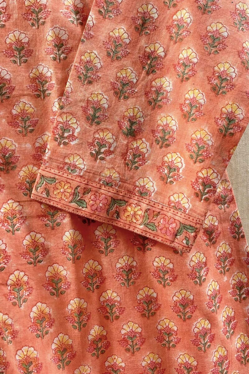 Peach Hand Block-Printed Loungewear Set