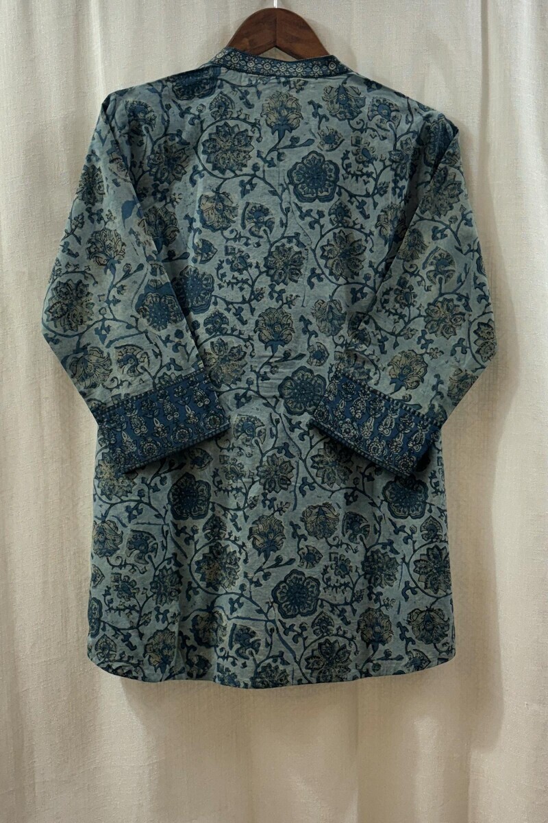 Blue Hand Block-Printed Cotton Top