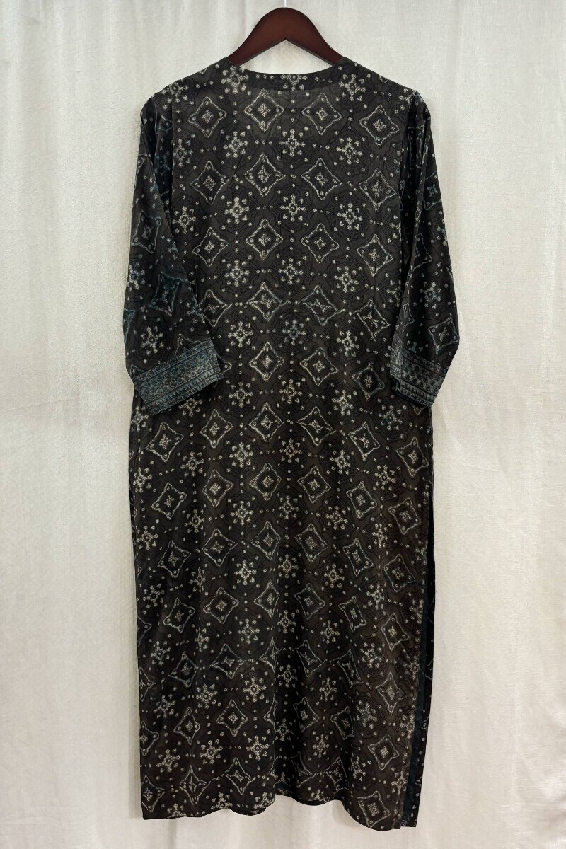 Grey Hand Block-Printed Kurta for Women