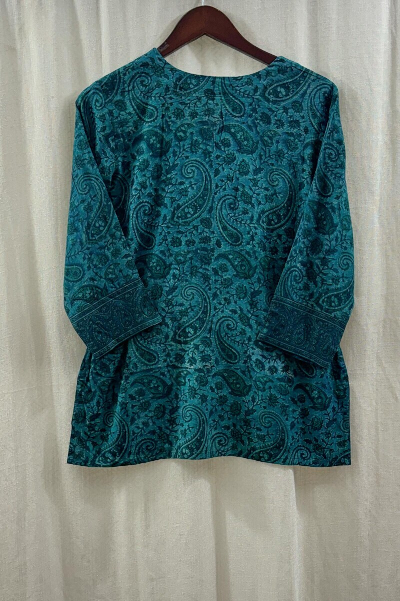 Teal Hand Block-Printed