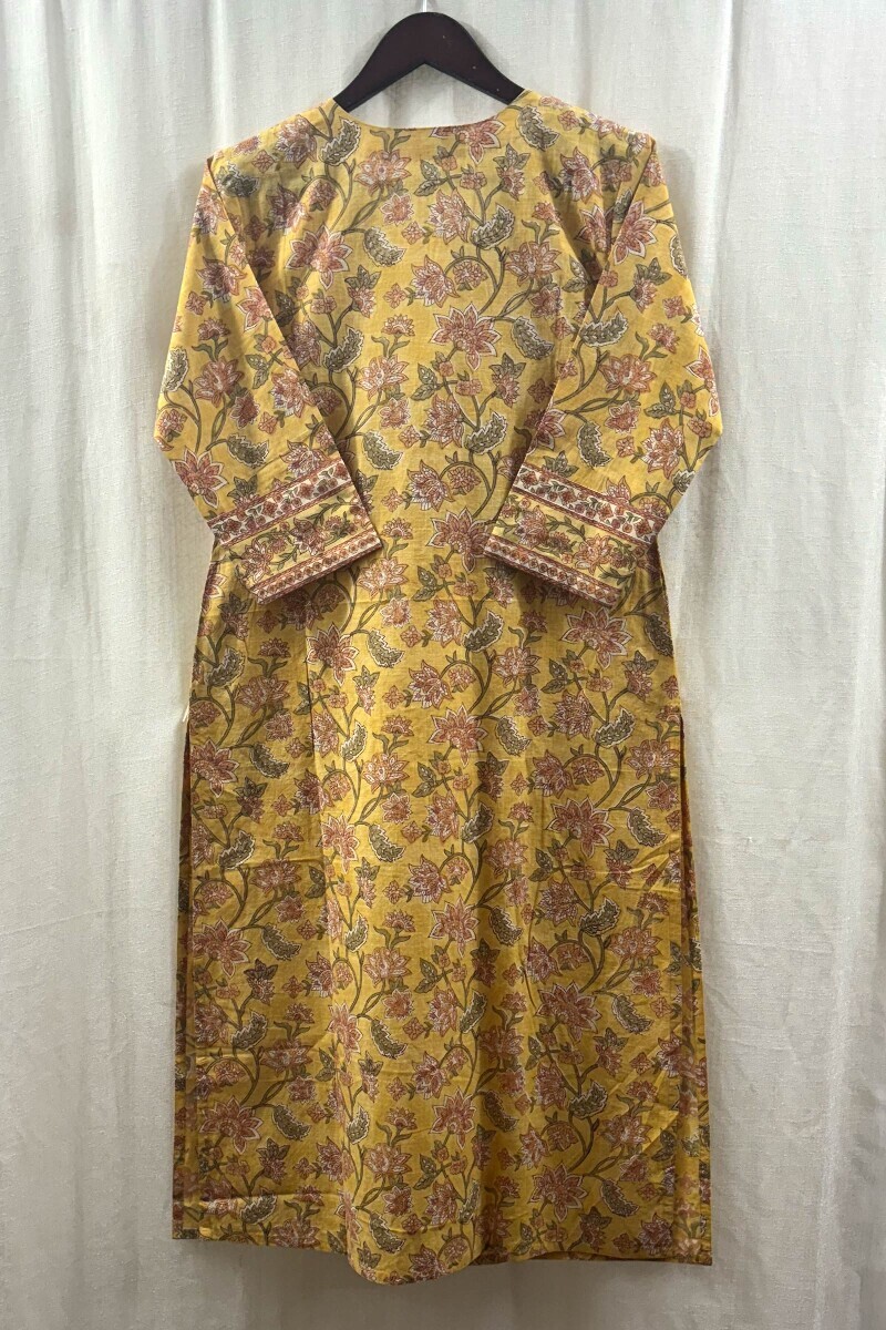 Yellow Hand Block-Printed Kurta