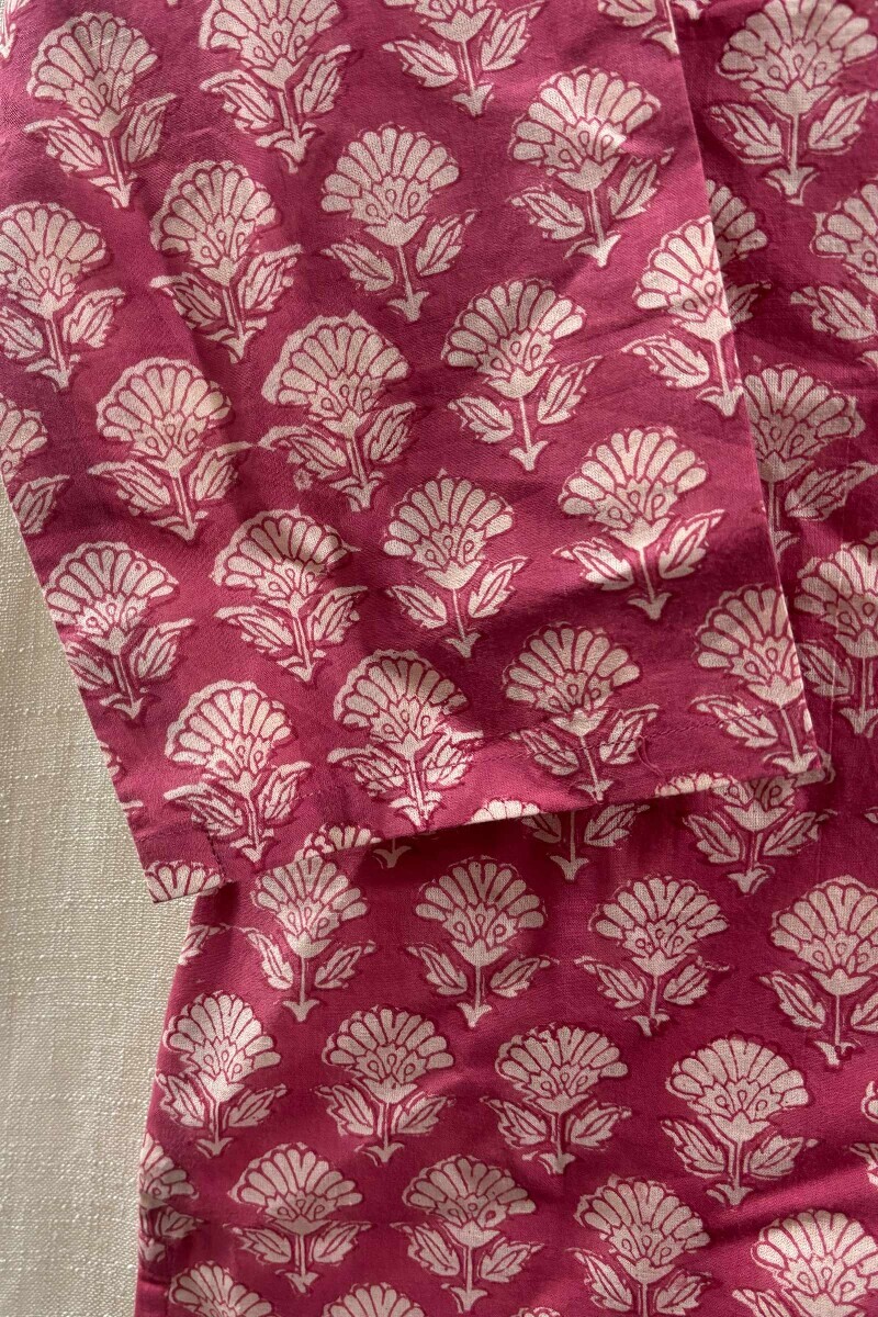 Pink Hand Printed Cotton Loungewear Set