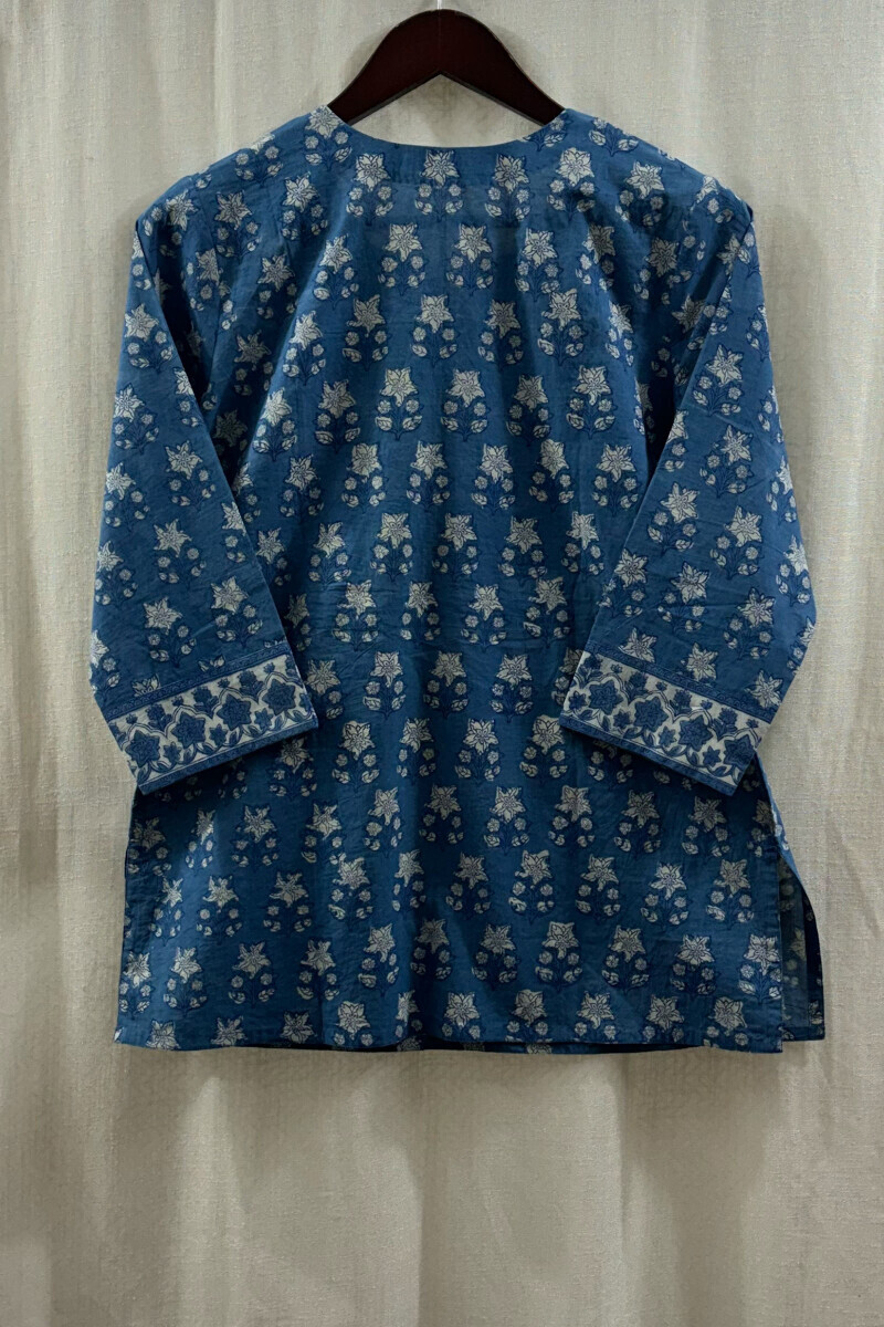 Buy Blue Hand Block-Printed Top