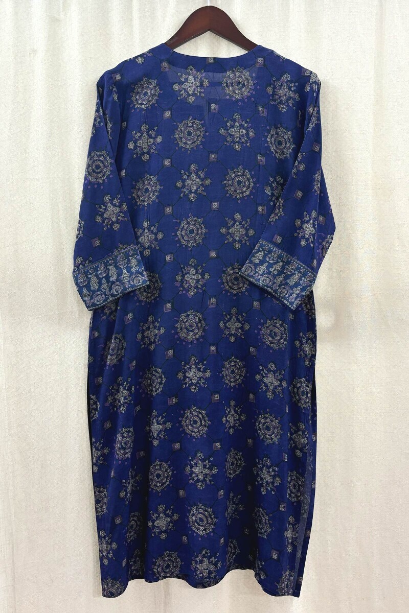 Purple Hand Block-Printed Kurta