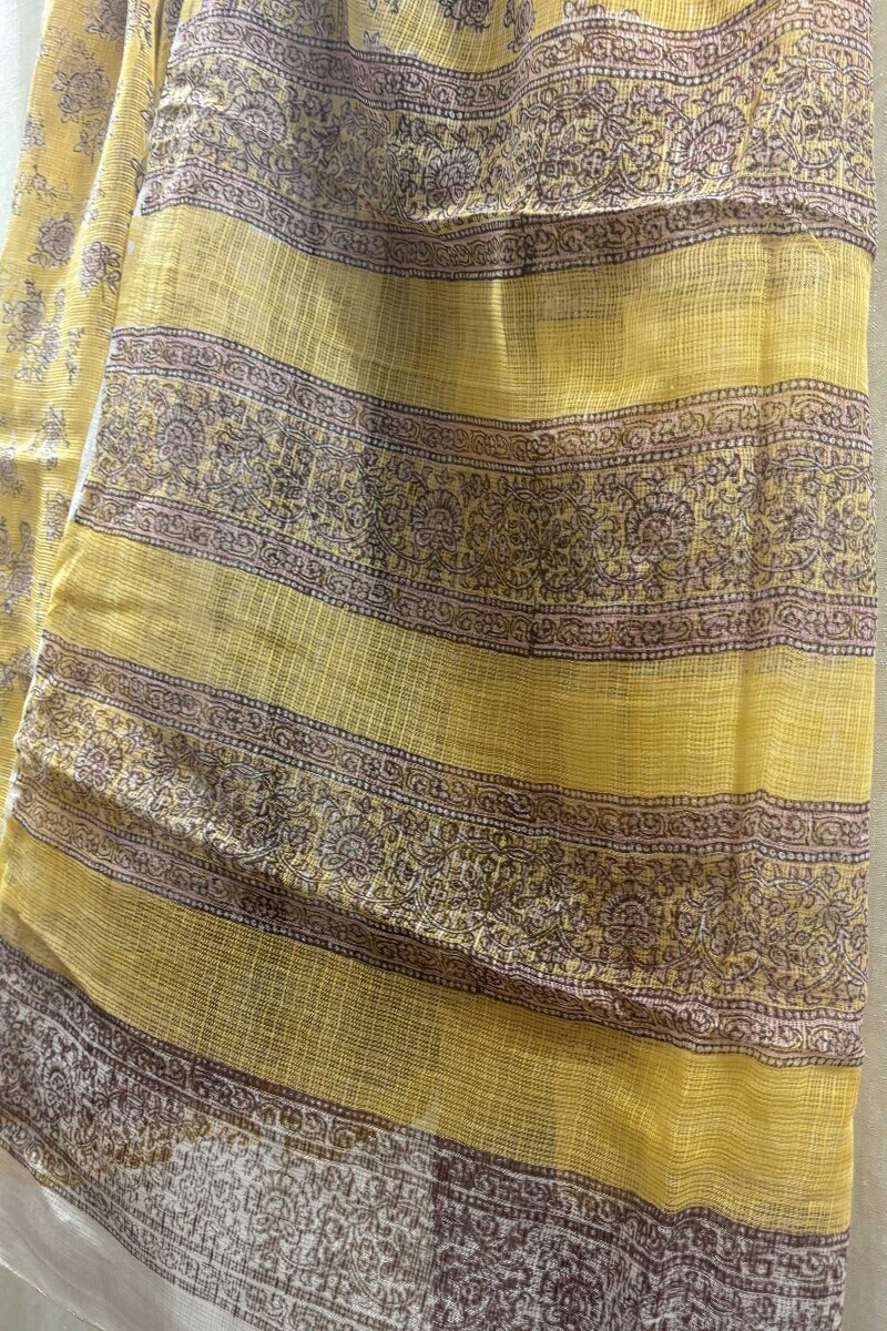 Sanganeri Hand Block-Printed Kota Saree