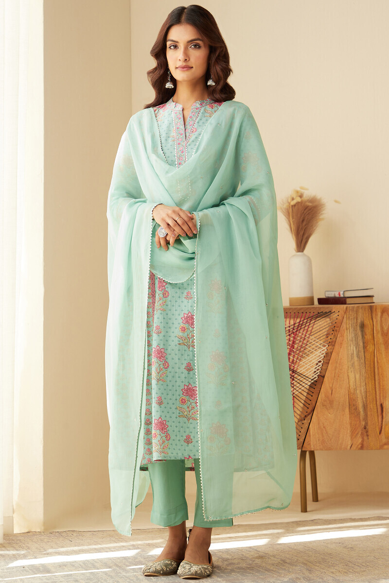 Green Handcrafted Viscose Dupatta