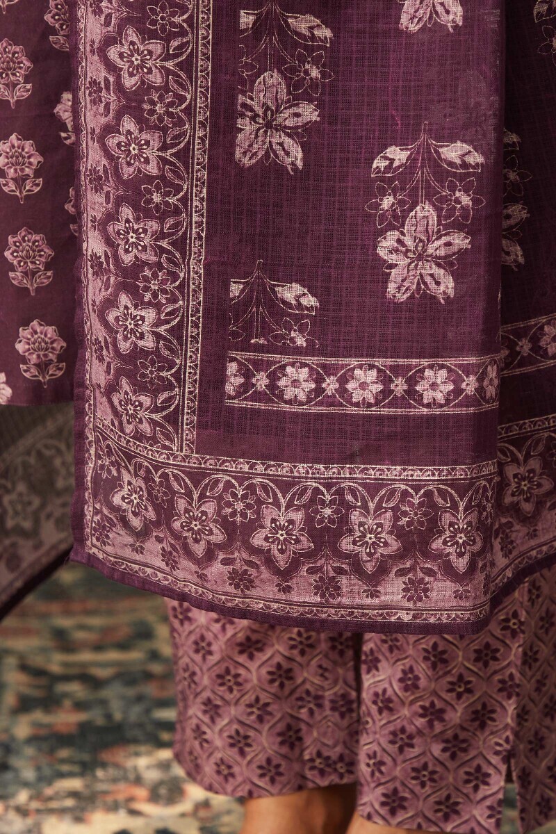 Purple Printed Kota Dupatta