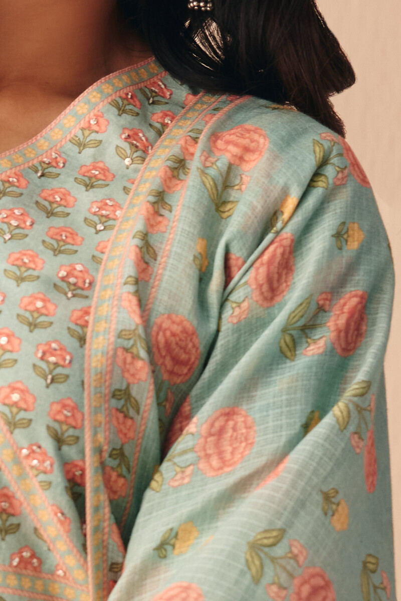 Blue Printed Kota Dupatta