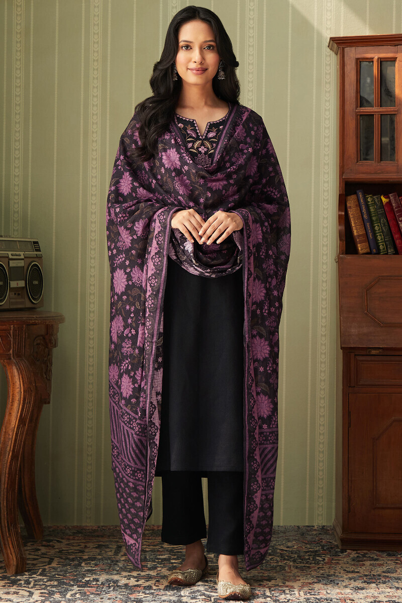 Black Printed Kota Dupatta