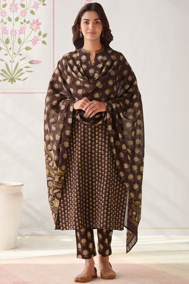 Bagru Hand Block-Printed Straight Cotton Kurta