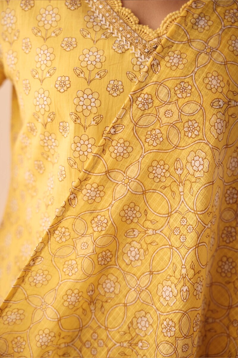 Yellow Hand Printed Kota Dupatta