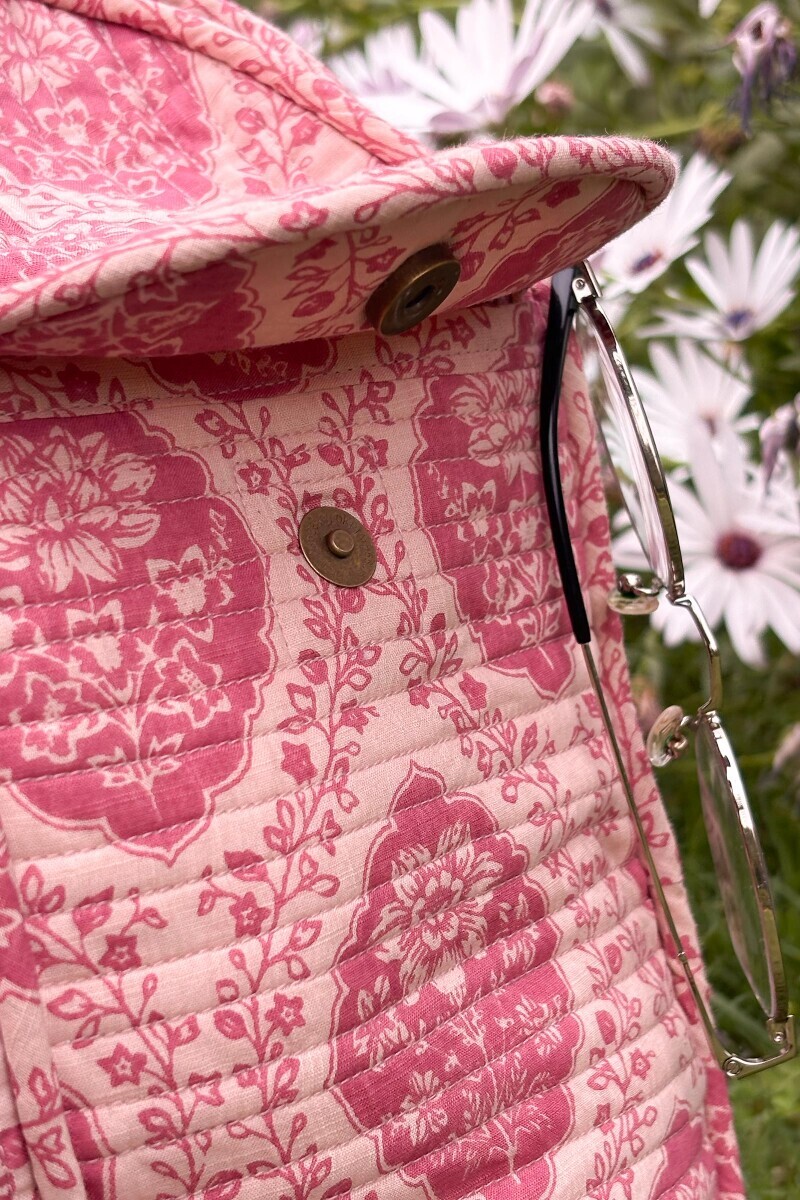 Pink Hand Printed Cotton Slub Holdall Bag