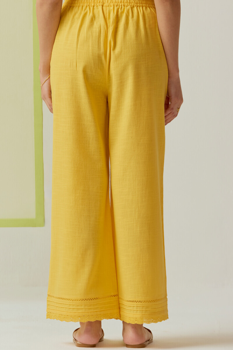 Yellow Handcrafted Gauze Slub Farsi