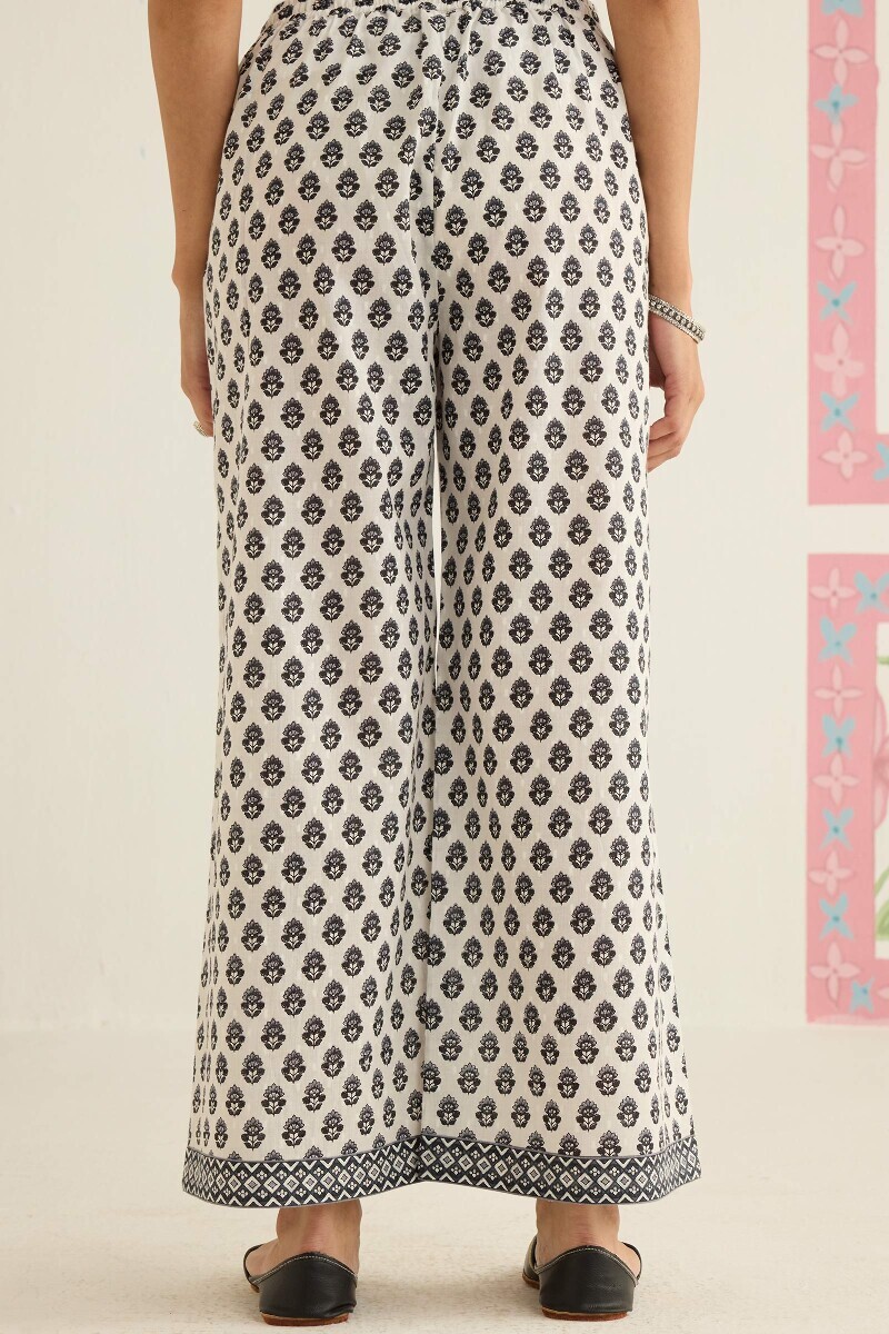 White Hand Printed Cotton Dobby Farsi