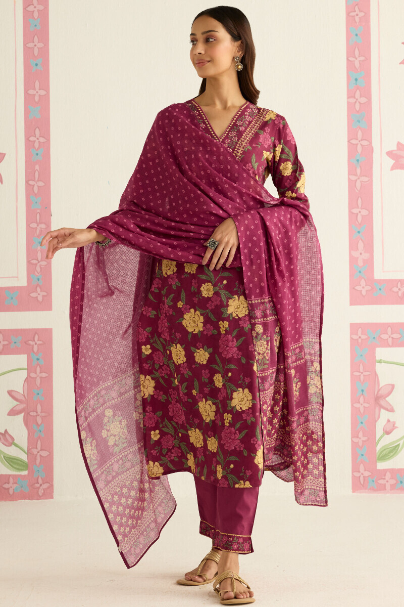 Pink Printed Kota Dupatta