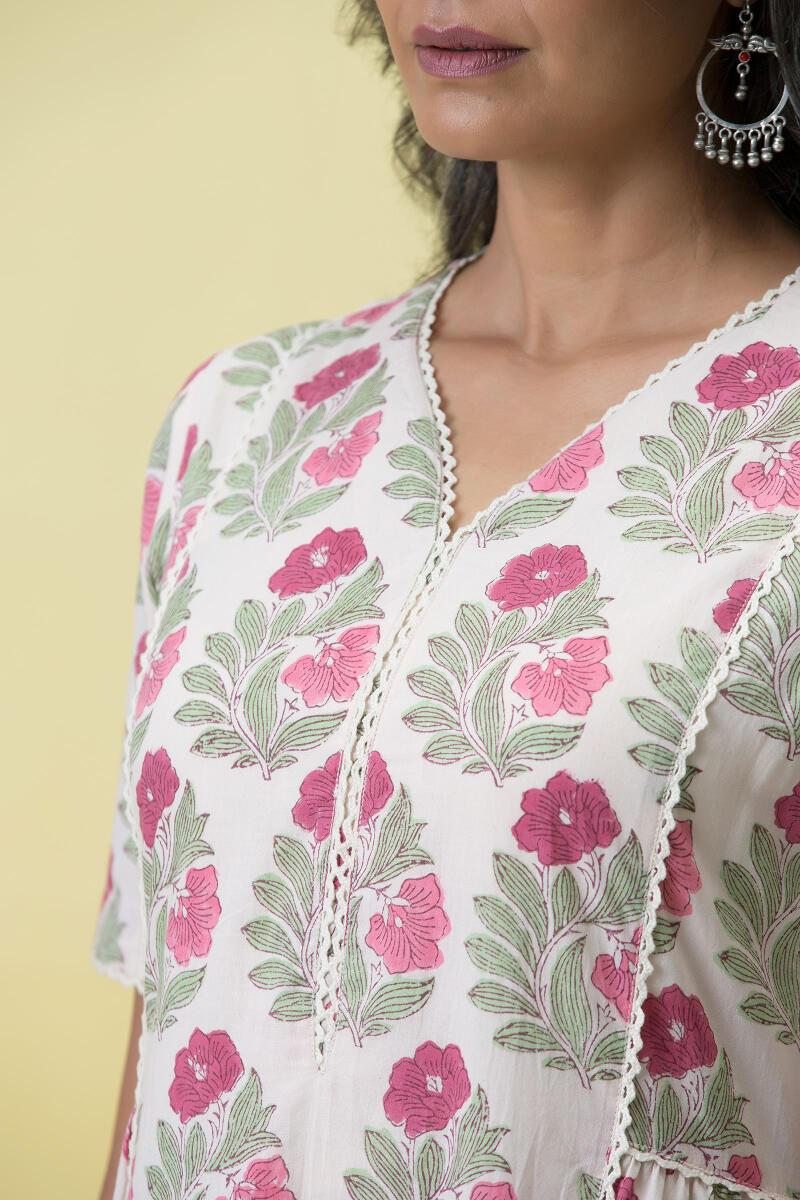 Off-White Block Printed Cotton Dress