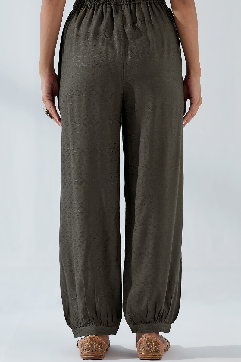 Brown Handcrafted Viscose Izhaar Pants